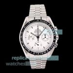 N1 Factory Swiss 3861 Replica Omega Speedmaster Snoopy 50th Anniversary White Dial SS Watch 
